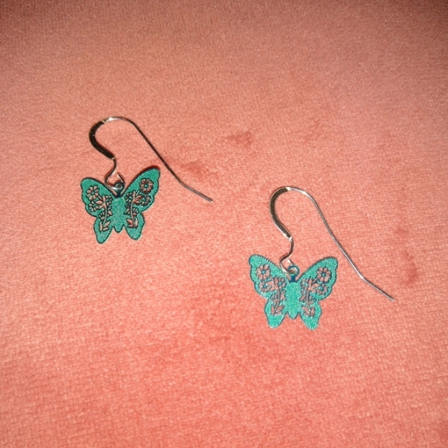 Solid 925 Real Sterling Silver Ear Wires Blue Butterfly Handmade Earrings New